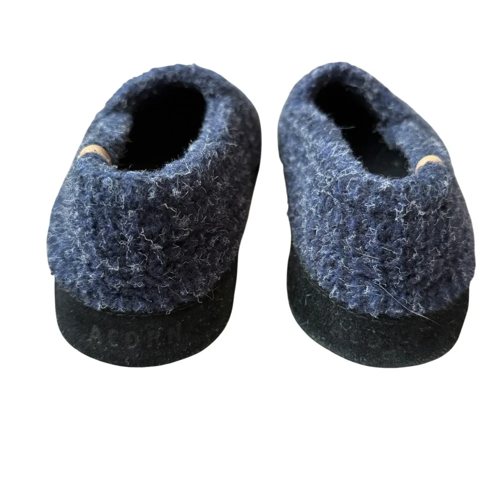 Acorn Kids Navy Blue Knit Slip On Moccasin‎ Slippers Size 3-4